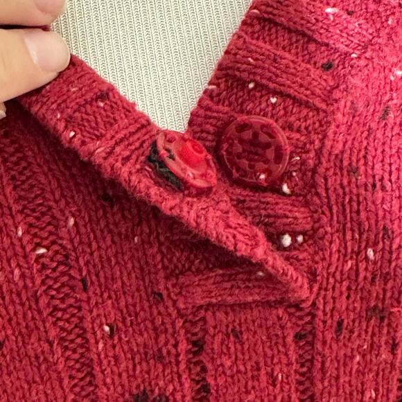 Woolrich Red Speckle V Neck Wool Blend Sweater Sz XL - Picture 5 of 8